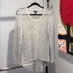 Eileen Fisher loose weave linen blend top S